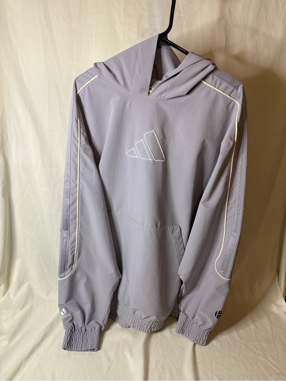 James Harden adidas Grey Hoodie/Raincoat/Windbreaker with White Piping Size XL